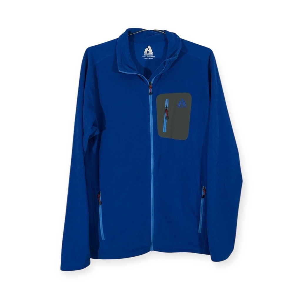 Eddie Bauer First Ascent Mens LARGE TALL Fleece Jacket Pockets Zip Blue